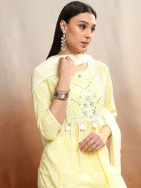 Vishudh Women Bandhani Printed Regula Pure Cotton Kurta with Trousers & With Dupatta