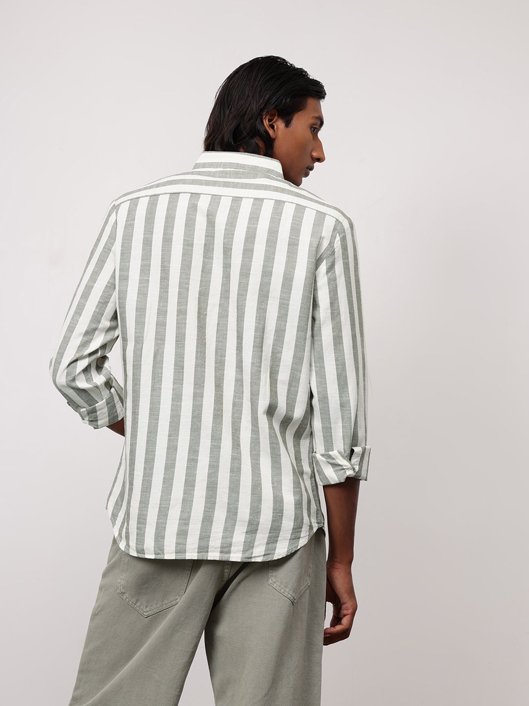 ether Classic Fit Striped Cotton Linen Shirt