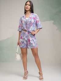 Tokyo Talkies Women Printed Shirt With Short Co-Ords