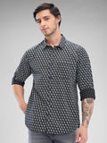 SPYKAR Men Slim Fit Opaque Geometric Printed Spread Collar Casual Shirt