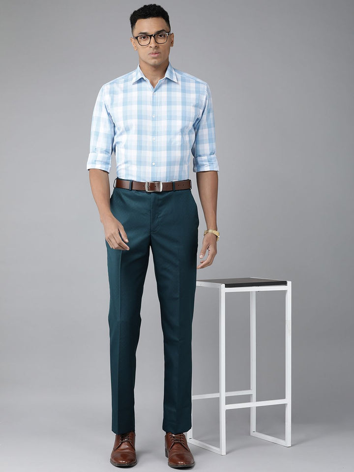 Park Avenue Men Self Design Textured Smart Slim Fit Formal Trousers