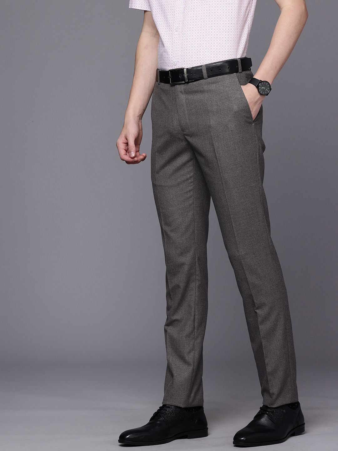 Raymond Men Textured Slim Fit Formal Trousers