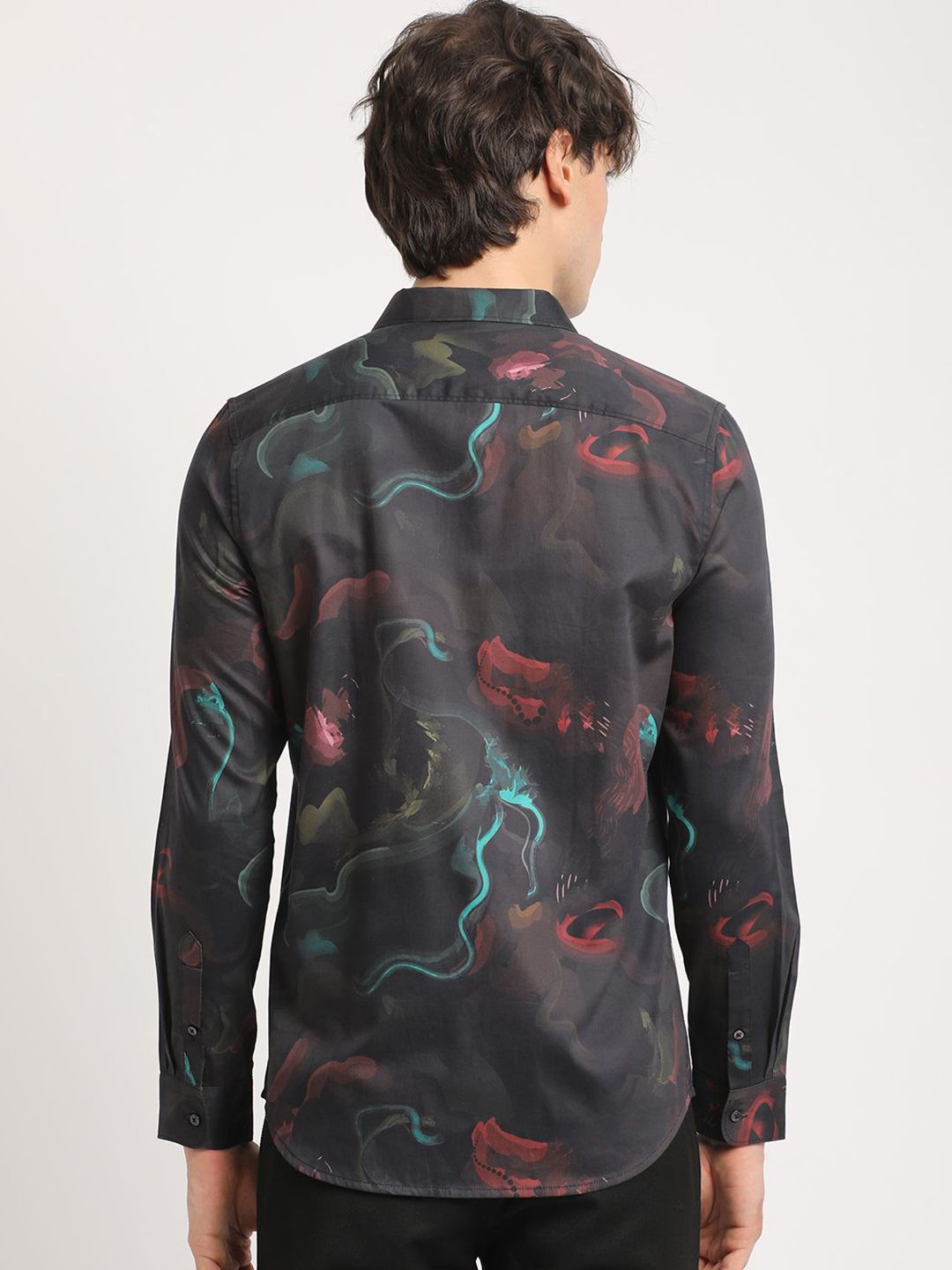 THE BEAR HOUSE Men Abstract Graphic Print Slim Fit Casual Shirt