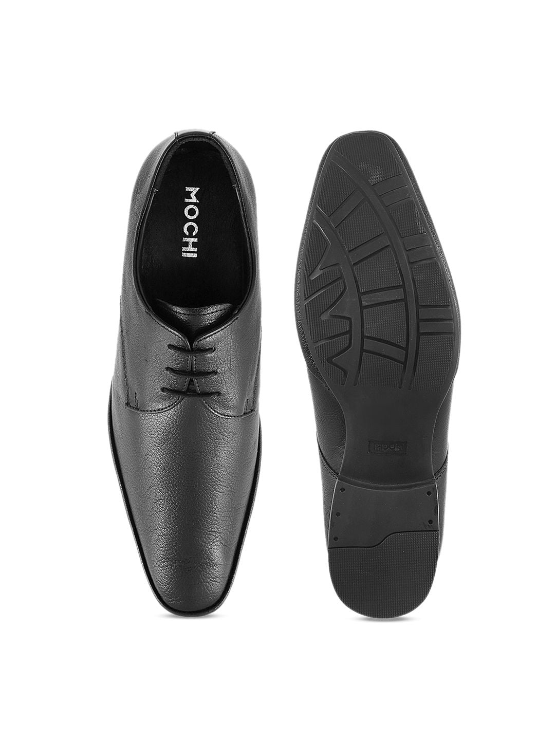 Mochi Men Black Formal Leather Derbys