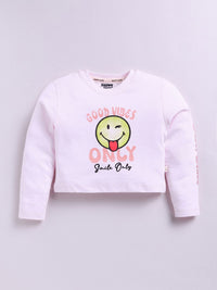 Happy Faces Girls Graphic Print Pure Cotton T-shirt