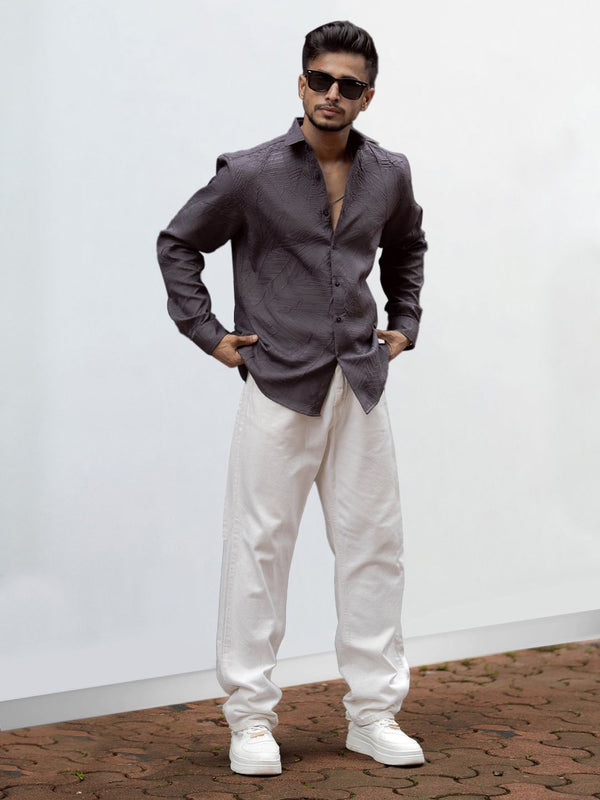 Powerlook Men Spread Collar Solid Cotton Casual Shirt