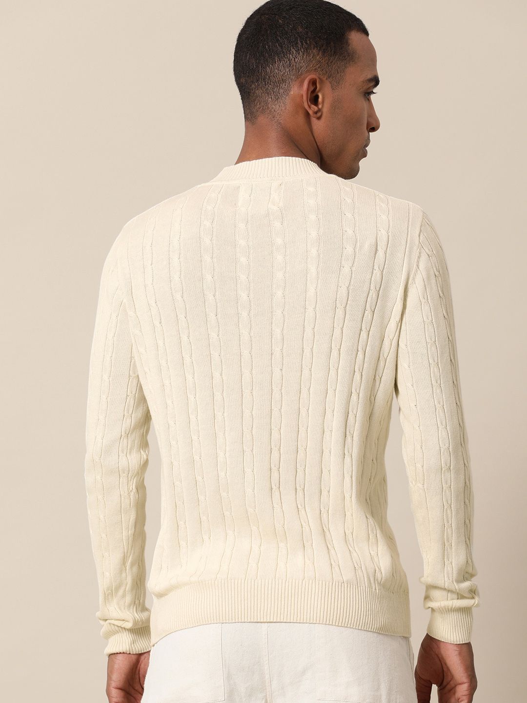 Mr Bowerbird Men Off White Cable Knit Pullover