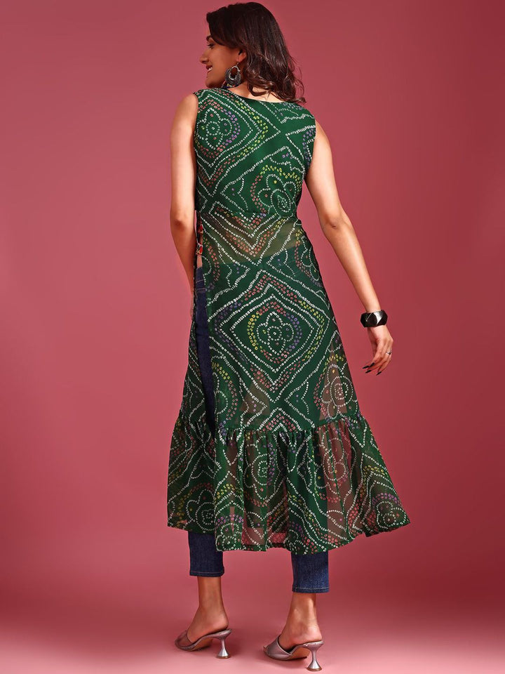 KALINI Bandhani Printed Regular Georgette A-Line Kurta