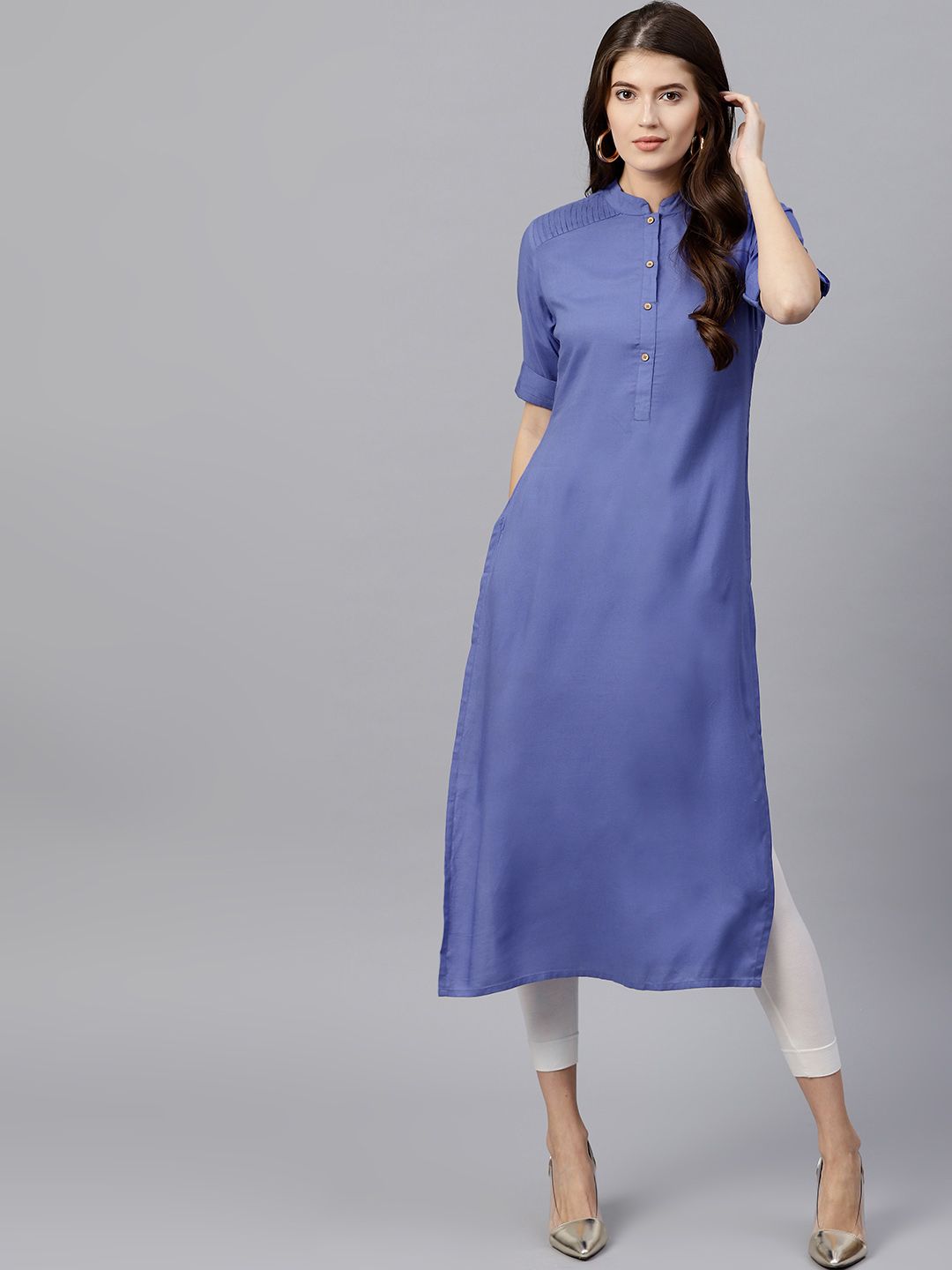 Gerua By Libas Women Blue Solid Straight Kurta