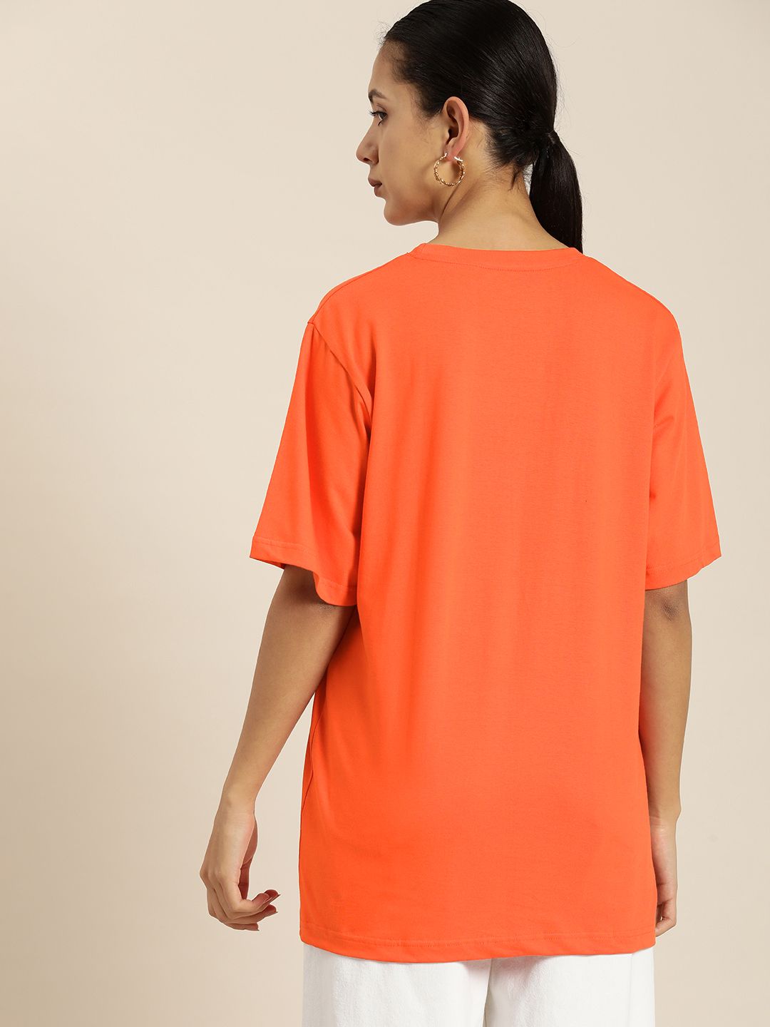DILLINGER Typography Printed Oversized Longline Pure Cotton T-shirt