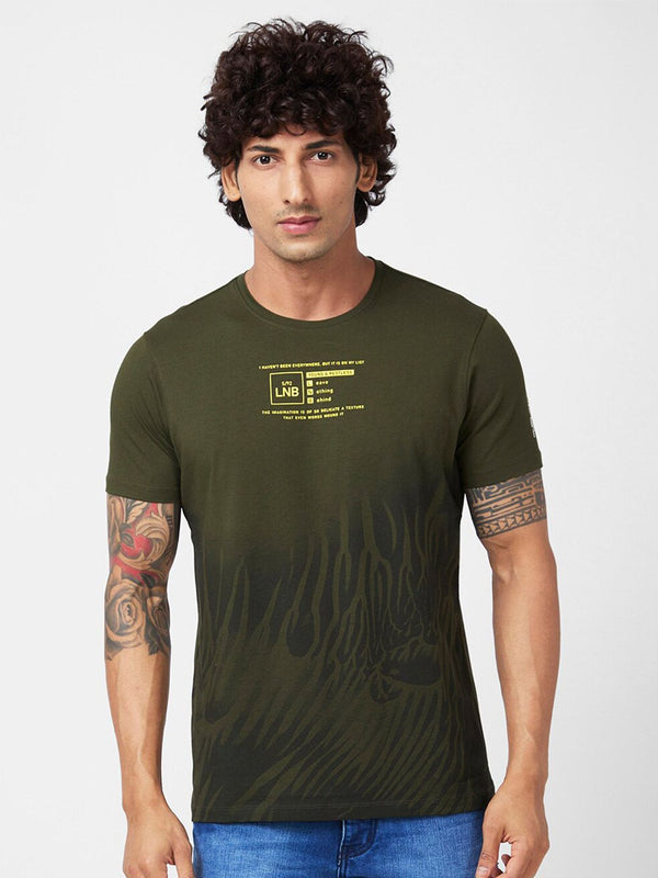 SPYKAR Typography Printed Slim Fit T-shirt