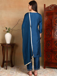 KALINI Floral Yoke Design Straight Kurta With Trousers & Dupatta