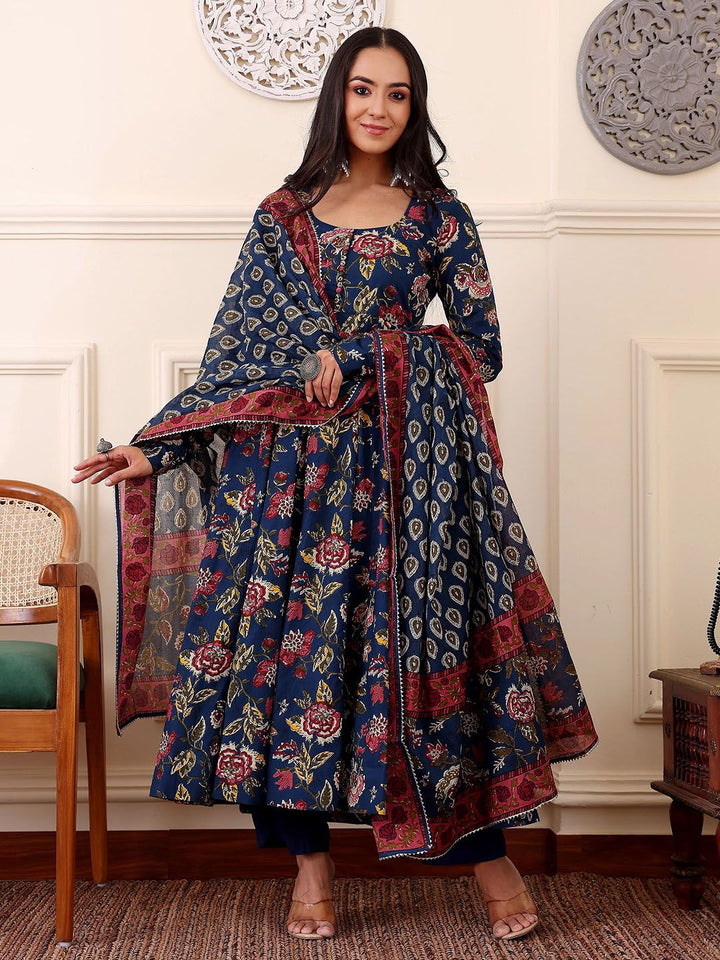 KALINI Women Floral Printed Regular Kurta with Trousers & With Dupatta