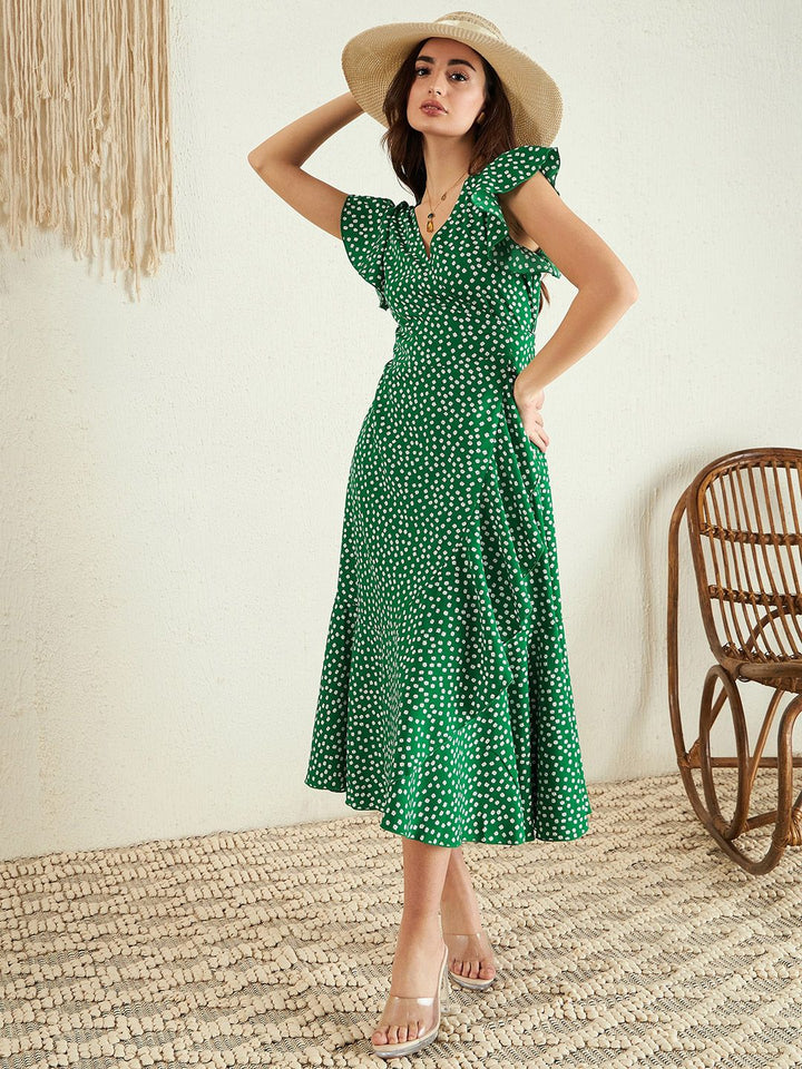 Berrylush Floral Printed Fit & Flare Midi Dress