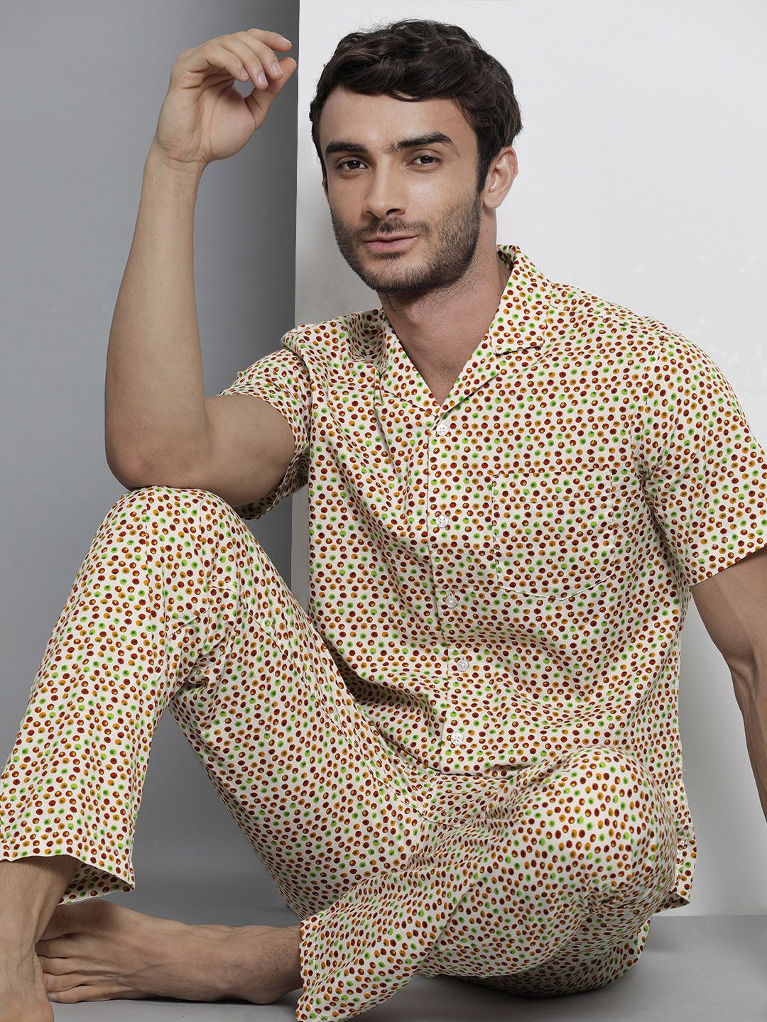 The Indian Garage Co Men Multicoloured Printed Night Suit