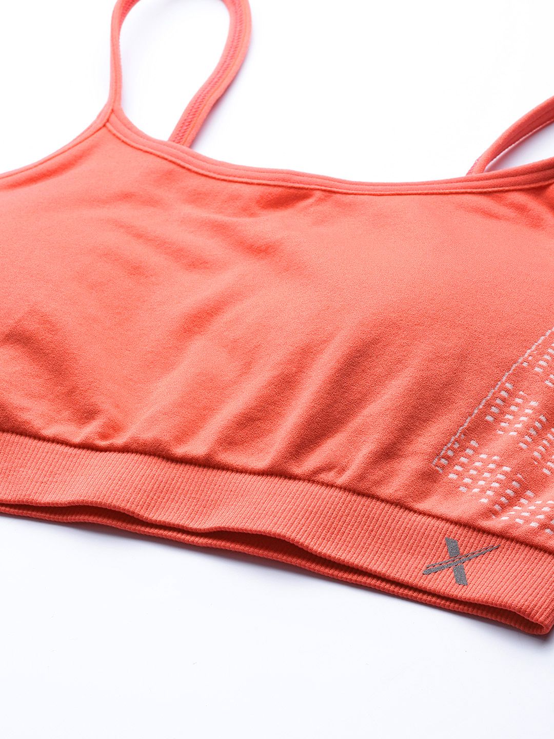 HRX by Hrithik Roshan Seamless Women Coral Orange Rapid Dry Yoga Sports Bra 3654