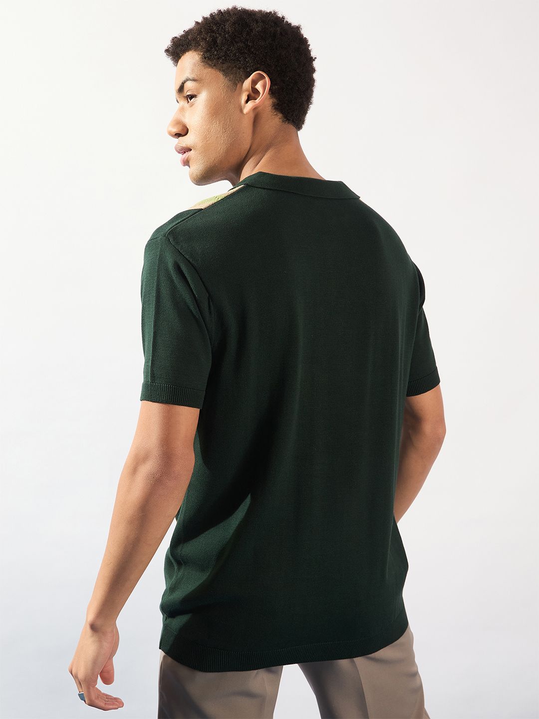 DENNISON Textured Polo Collar Knitted T-Shirt
