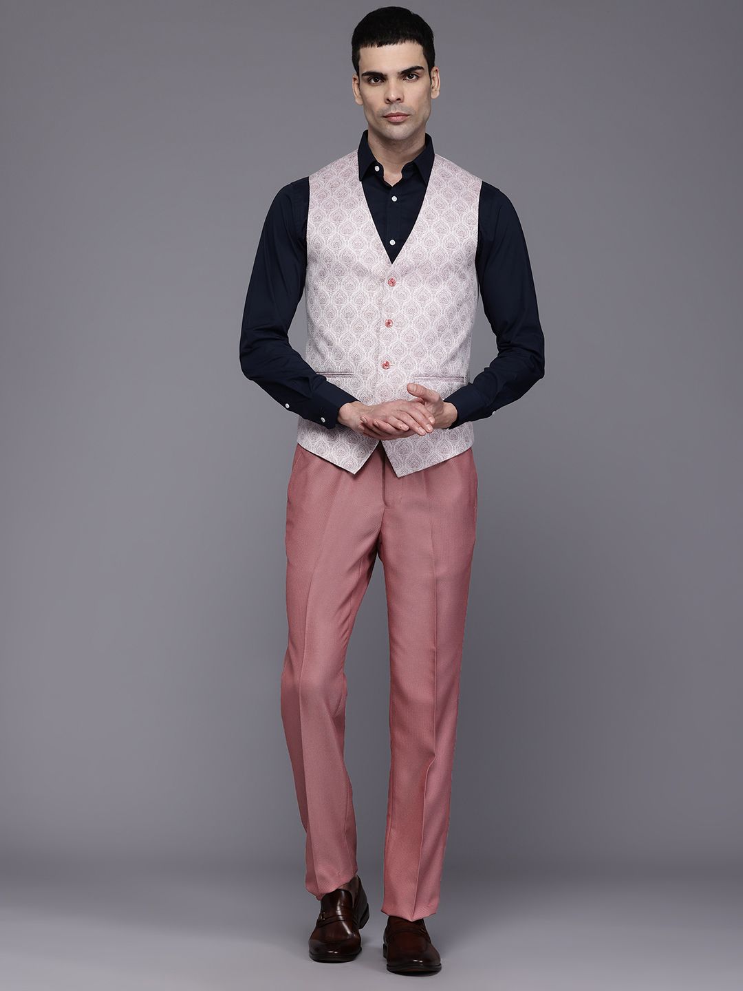 Raymond Party Blazer & Trouser With Woven Design Waistcoat