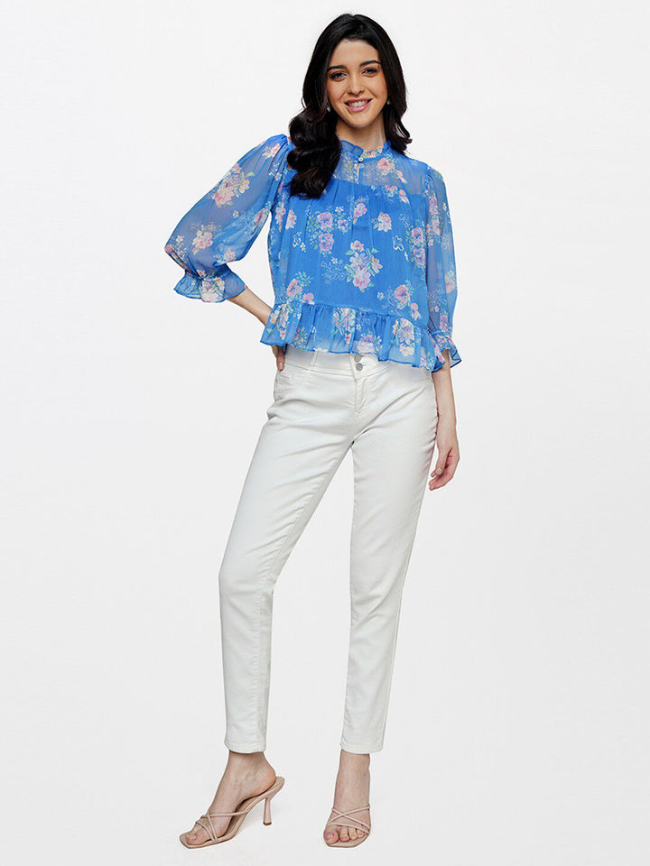 AND Floral Print High Neck Top