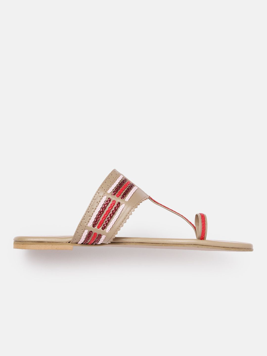 Anouk Women Woven Striped Ethnic One Toe Flats