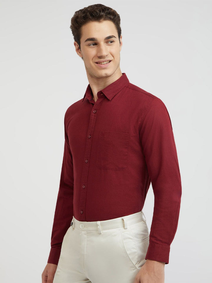Raymond Cotton Linen Solid Slim Fit Casual Shirt