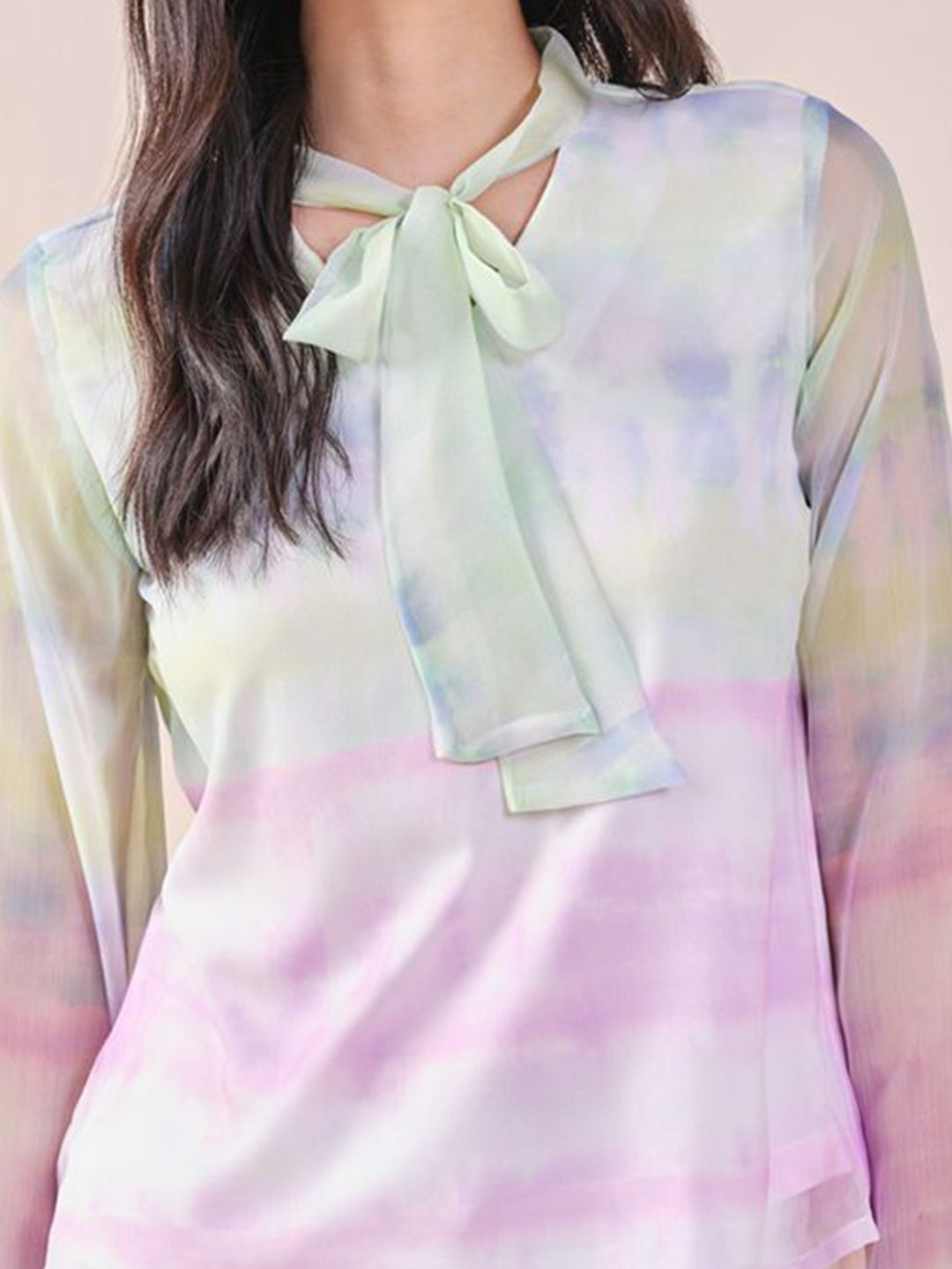 AND high neck tie ups Tie and Dye Top