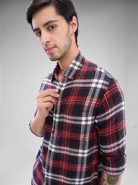 SPYKAR Men Tartan Checks Spread Collar Slim Fit Casual Shirt