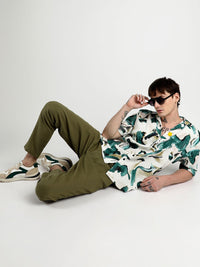Campus Sutra Men Comfort Swirl Strokes Printed Oversized Casual Shirt