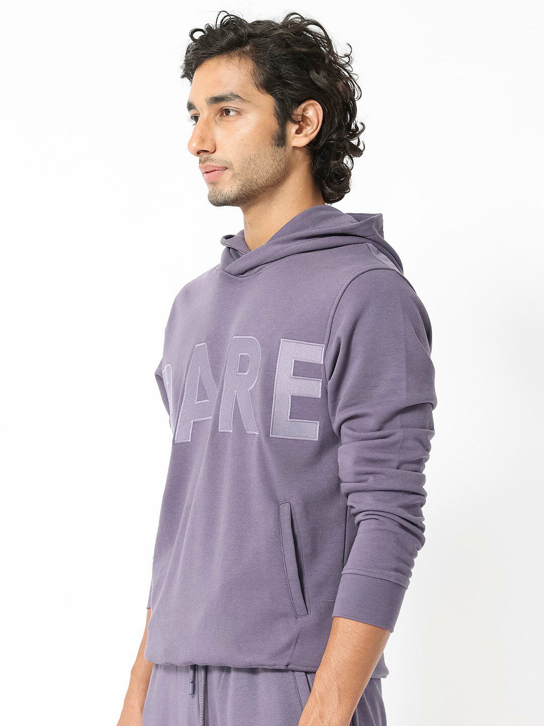 RARE RABBIT Men April Hooded Typography Printed Sweatshirt