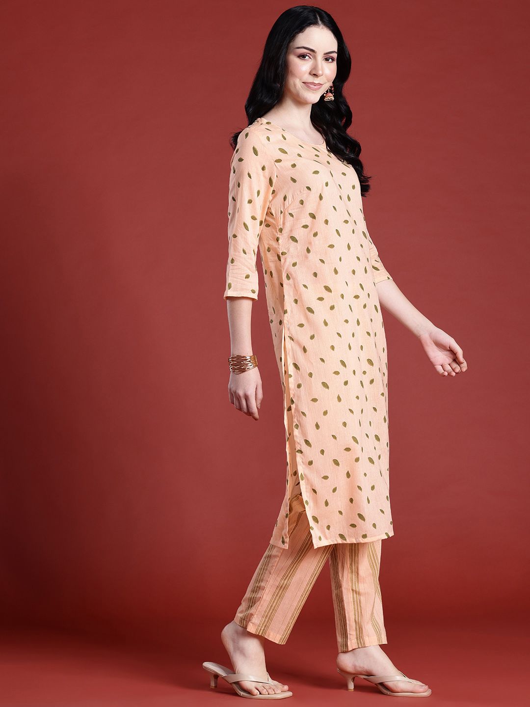 Anouk Floral Printed Regular Pure Cotton Kurta with Trousers & With Dupatta