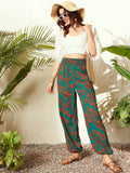 Berrylush Women Floral Printed Relaxed Straight Leg High-Rise Trousers