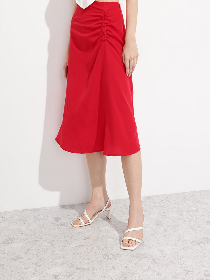 DressBerry The New Minimalism Ruched Knee Length A-Line Skirt