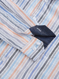 VASTRADO Men Classic Cutaway Collar Vertical Striped Cotton Slim Fit Casual Shirt