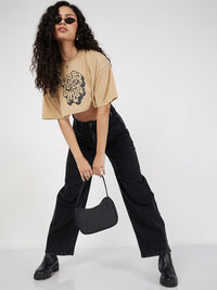 SASSAFRAS Women Straight Fit High-Rise Clean Look Jeans