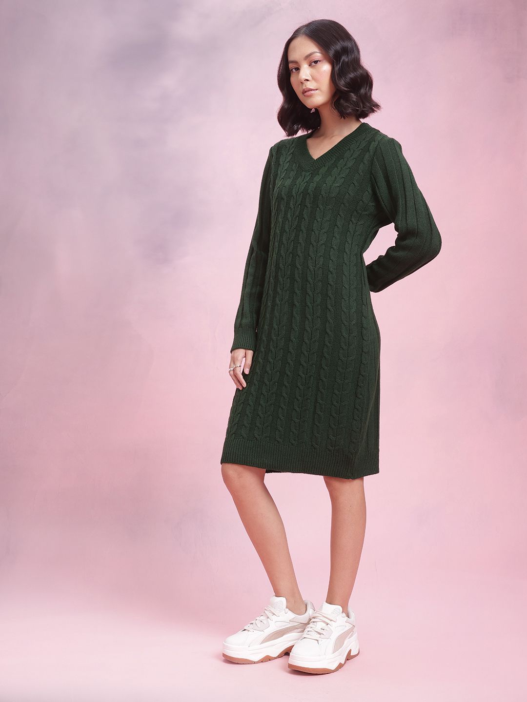 DressBerry Cable Knit Design Acrylic Winter Dress