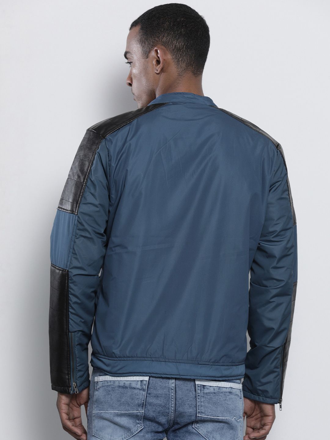 The Indian Garage Co Men Colourblock Slim Fit Bomber Jacket