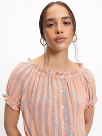 DressBerry Y2K Stripe Revival Blouson Top