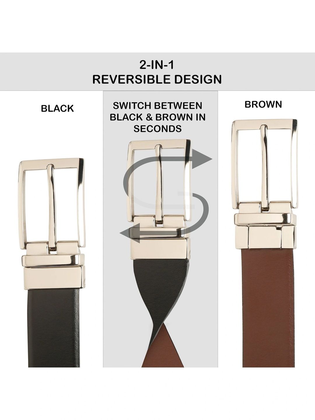 Teakwood Leathers Men Leather Reversible Formal Belt