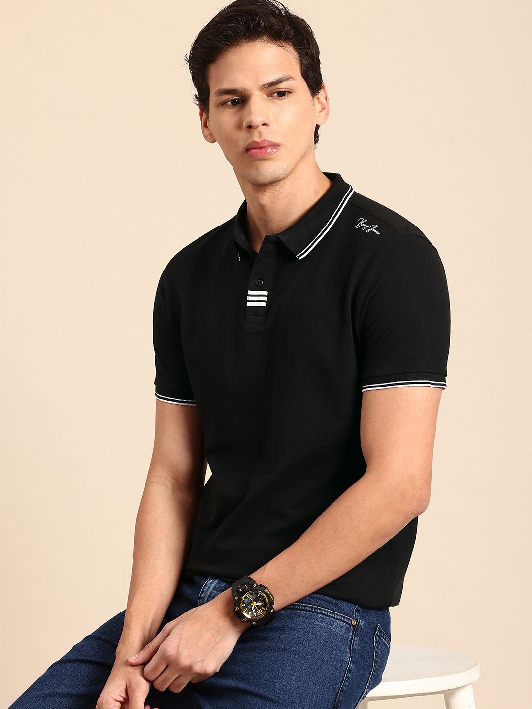 Being Human Polo Collar Pure Cotton T-shirt