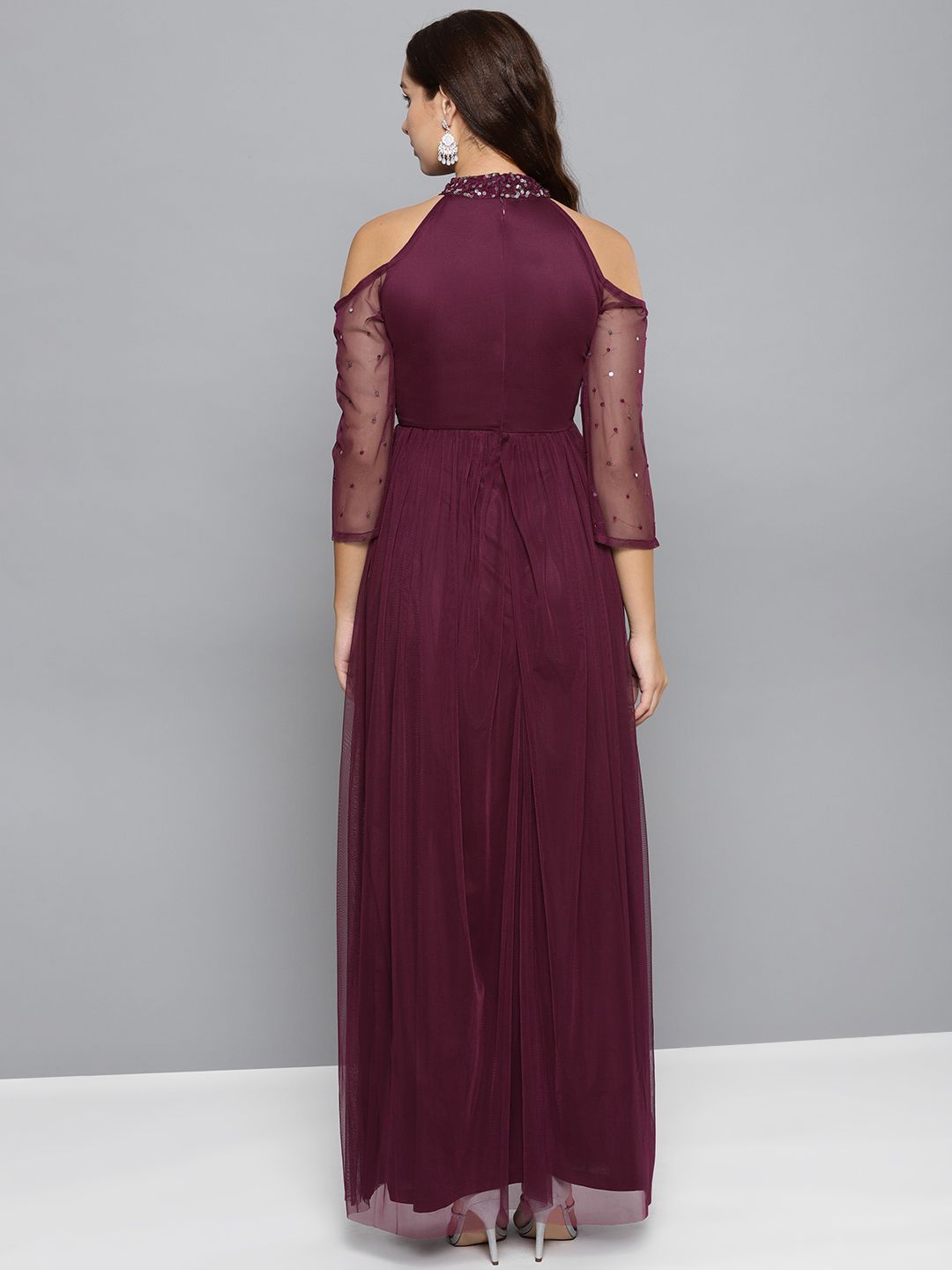 STREET 9 Women Cold-Shoulder Embellished Detail Maxi Dress