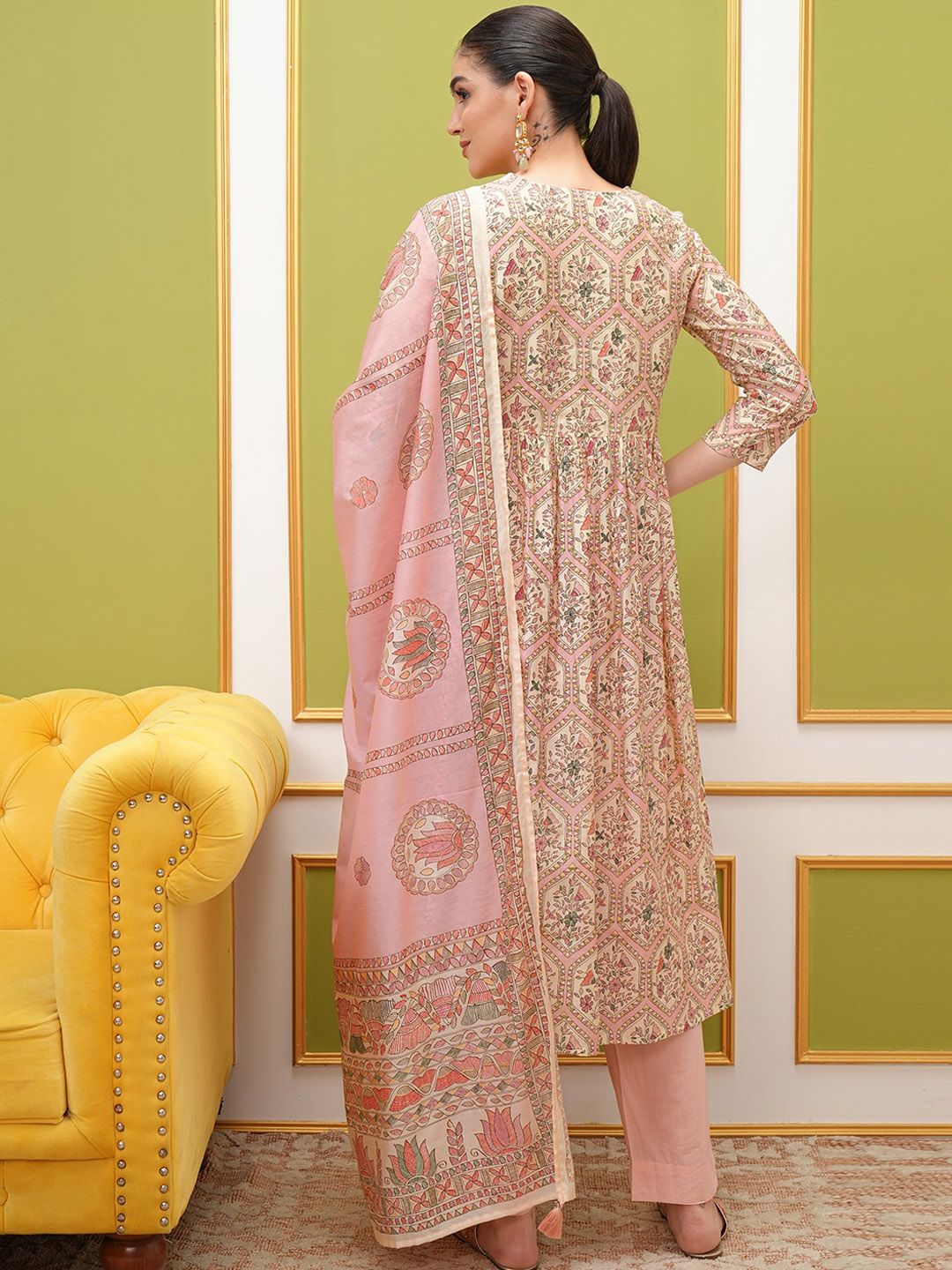Vishudh Floral Printed Regular Kurta with Trousers & With Dupatta