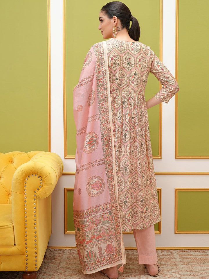 Vishudh Floral Printed Regular Kurta with Trousers & With Dupatta