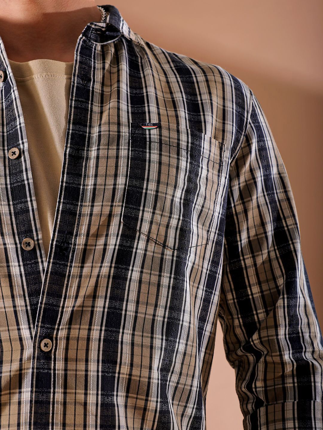 The Indian Garage Co Men Slim Fit Tartan Checks Opaque Checked Casual Shirt