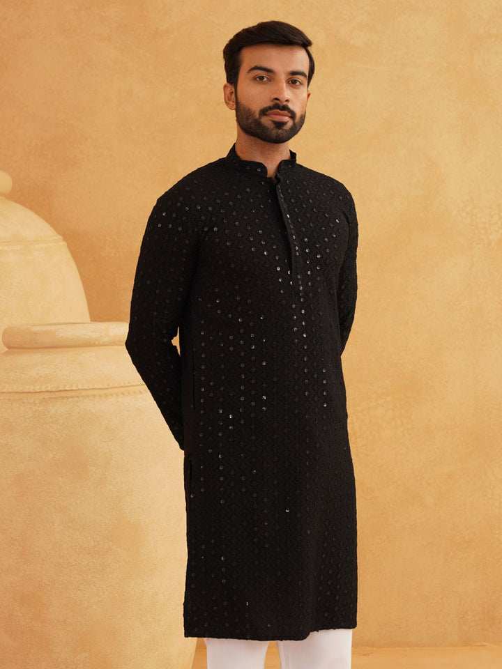 SOJANYA Ethnic Motifs Embroidered Sequinned Pure Cotton Kurta