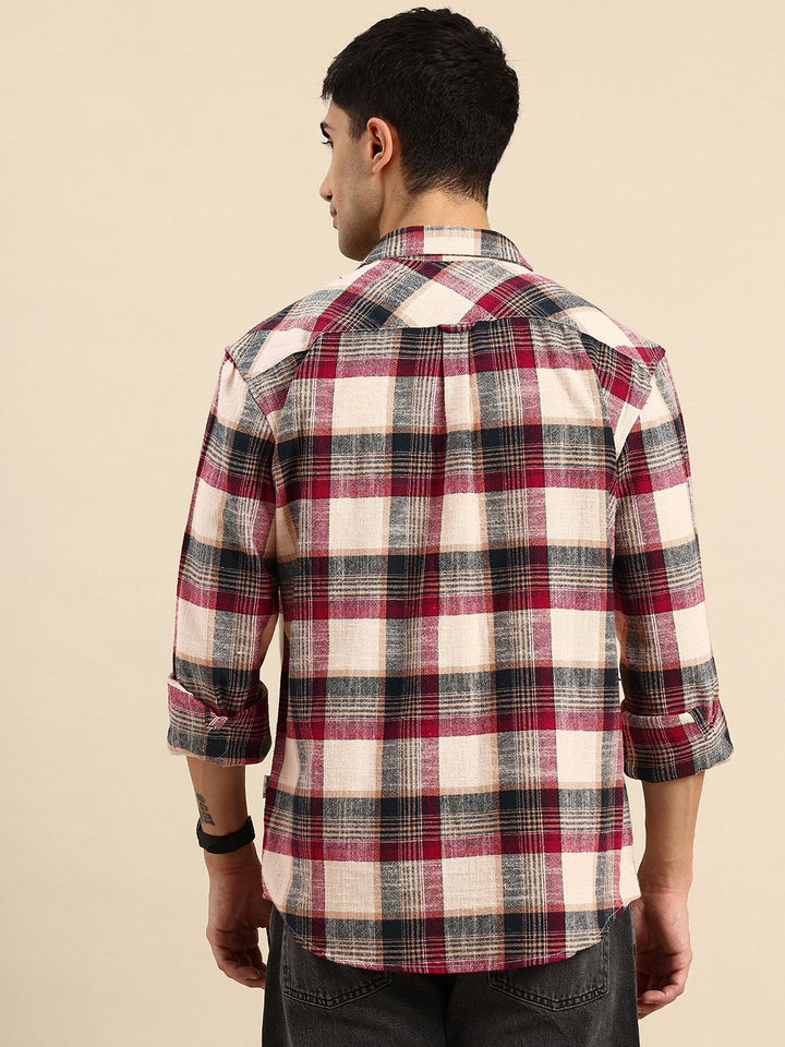 Being Human Checked Drop-Shoulder Sleeves Pure Cotton Casual Shirt