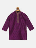 SOJANYA Boys Ungu & Black Design Tenunan Benang Kerja Band Kolar Kurta