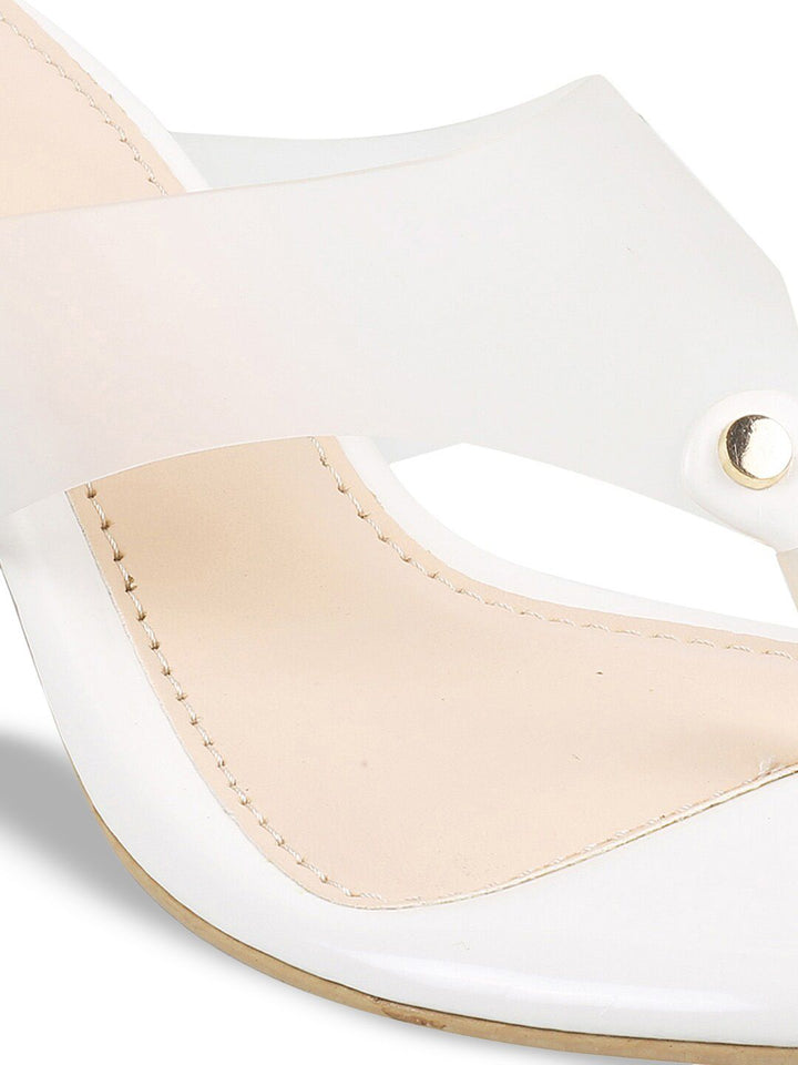 Metro White Embellished Block Sandals