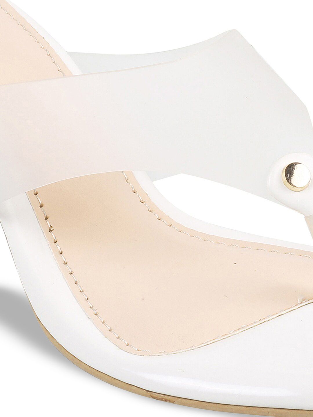 Metro White Embellished Block Sandals