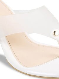 Metro White Embellished Block Sandals
