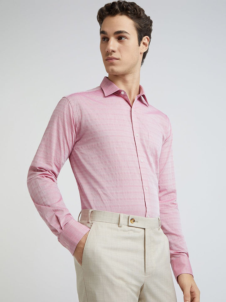 Park Avenue Pure Cotton Slim Fit Self Design Textured Formal Shirt